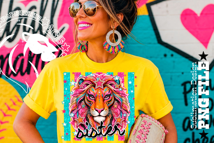 Striped Lion Sister Sublimation PNG
