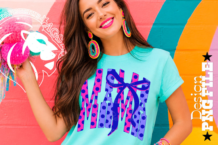 Polka Dots Mama, Mom, DTF Design, PNG