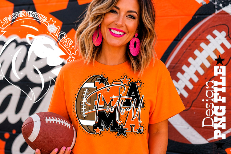 Orange Football Mama Design PNG, Stars