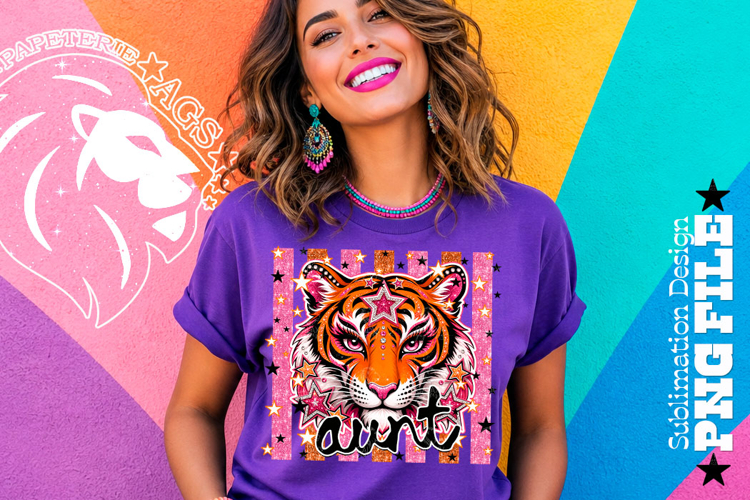 Tiger Aunt Striped Sublimation PNG