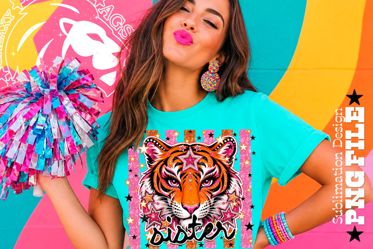 Tiger Sister Striped Sublimation PNG