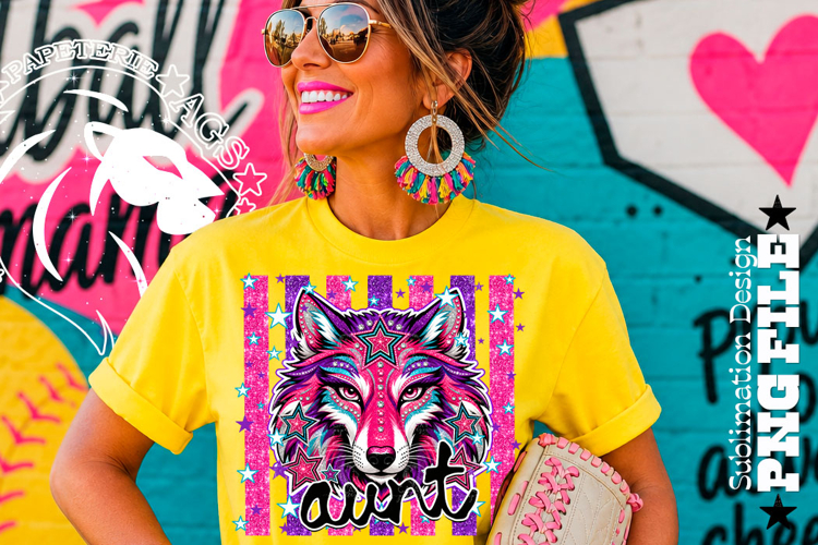 Striped Wolf Aunt Sublimation PNG
