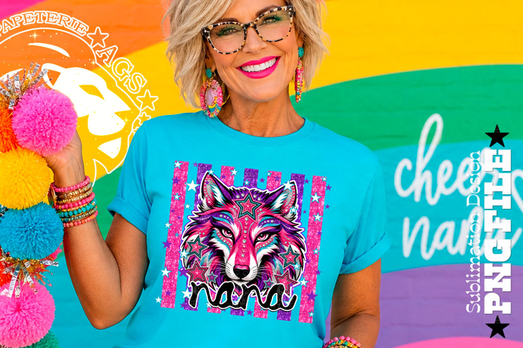 Striped Wolf Nana Sublimation PNG