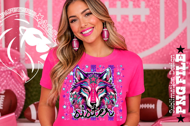 Striped Wolf Sister Sublimation PNG