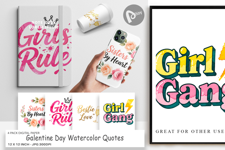 Galentine's Day Quotes Digital Paper