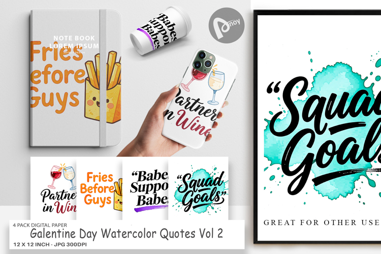 Galentine's Day Quotes Digital Paper