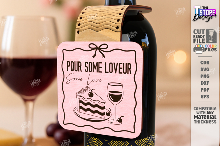 Galentine’s Day Wine Bottle Tag Laser Cut | Friendship SVG