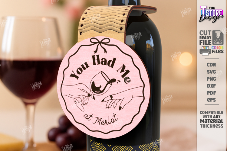 Galentine’s Day Wine Bottle Tag Laser Cut | Friendship SVG