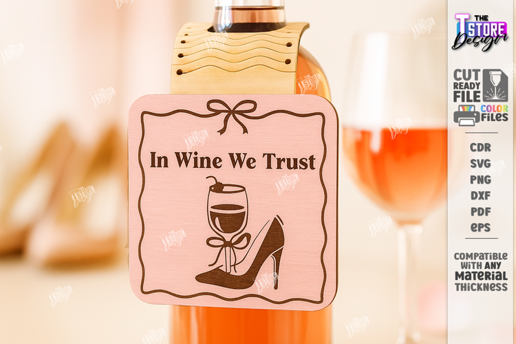 Galentine’s Day Wine Bottle Tag Laser Cut | Friendship SVG
