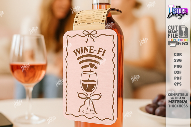 Galentine’s Day Wine Bottle Tag Laser Cut | Friendship SVG