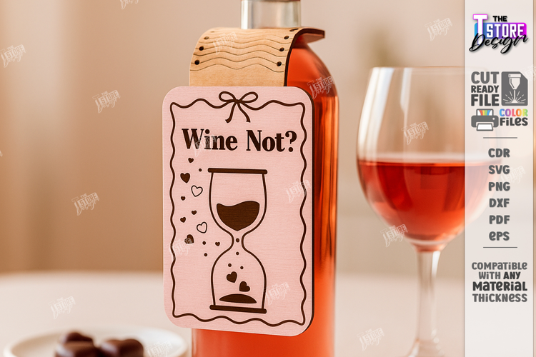 Galentine’s Day Wine Bottle Tag Laser Cut | Friendship SVG