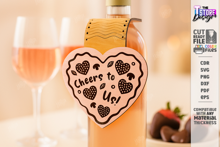 Galentine’s Day Wine Bottle Tag Laser Cut | Friendship SVG
