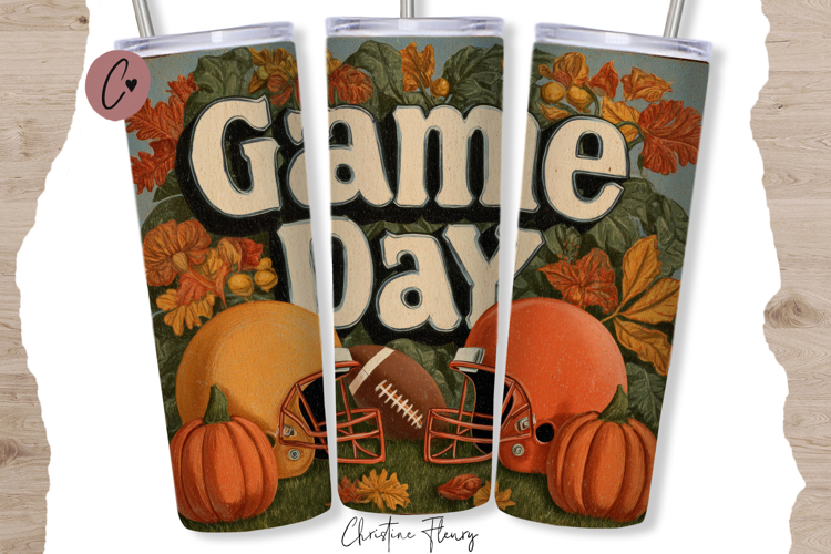 Retro Game Day Tumbler Wrap PNG
