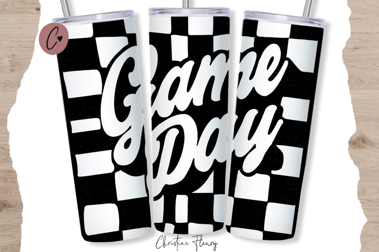 Checkered Game Day Tumbler Wrap PNG