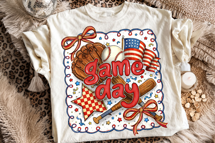 Game Day Baseball Coquette Bow PNG, Baseball Mama PNG