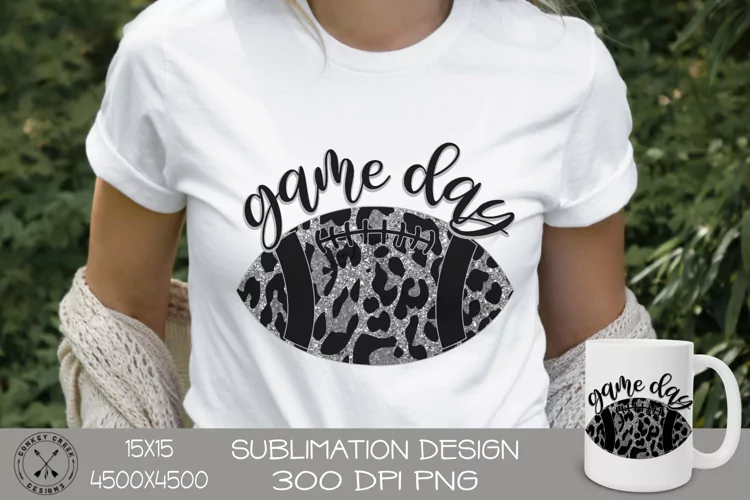 Football Sublimation PNG|Game Day| Black and Silver Leopard