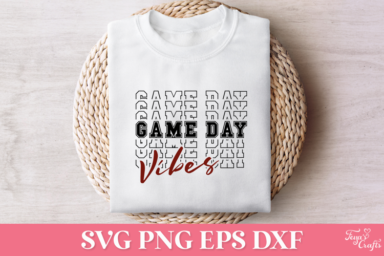 Game Day Vibes Stacked Football SVG Quote