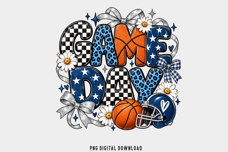 Game Day Sublimation PNG, Basketball Football Game Day Shirt