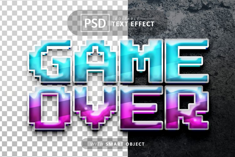 Game over pixel text editable 3d font effects