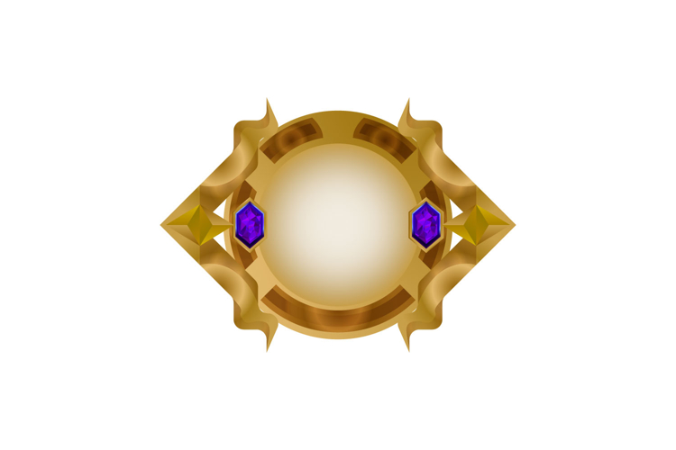 Game user interface gold blank round badge with diamond elem example image 1