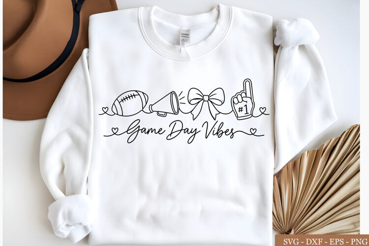 Game Day Vibes SVG | Cute Football Bow & #1 Fan Sports example image 1