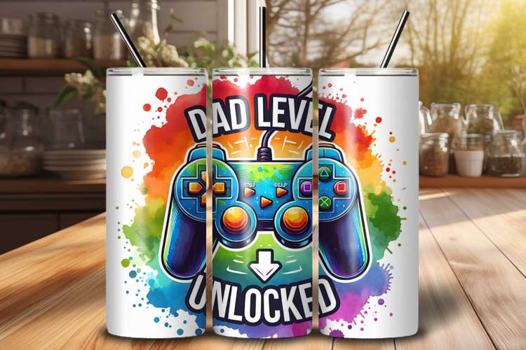 Gamer Dad 20oz Skinny Tumbler Wrap PNG