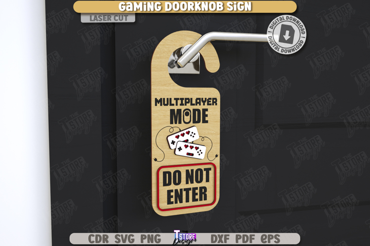 Gamer Door Knob Hanger Laser Cut|Gaming Signs|Laser Engraved