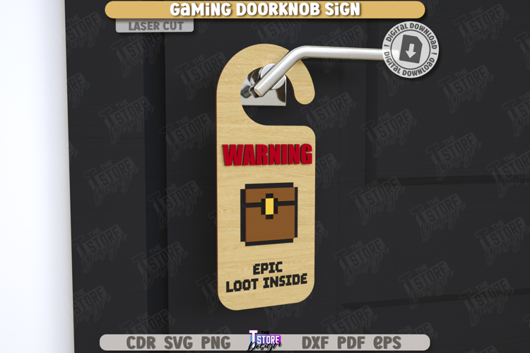 Gamer Door Knob Hanger Laser Cut|Gaming Signs|Laser Engraved