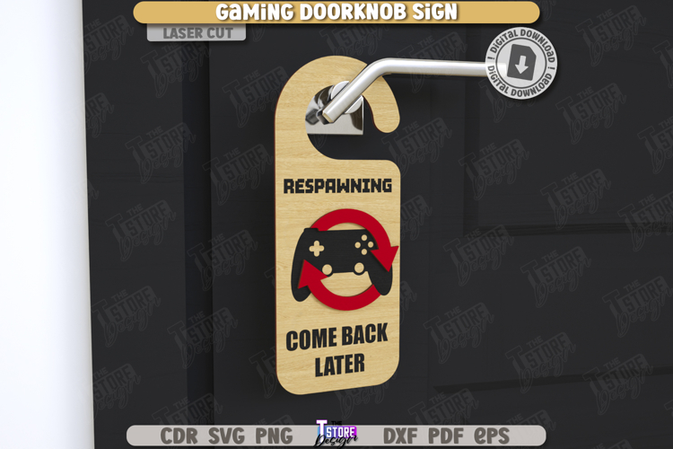Gamer Door Knob Hanger Laser Cut|Gaming Signs|Laser Engraved