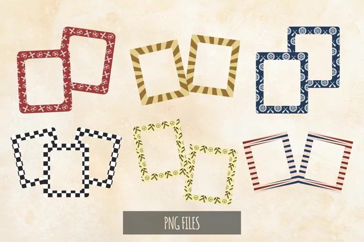 Vintage Garage Tools Seamless Pattern Frame Set