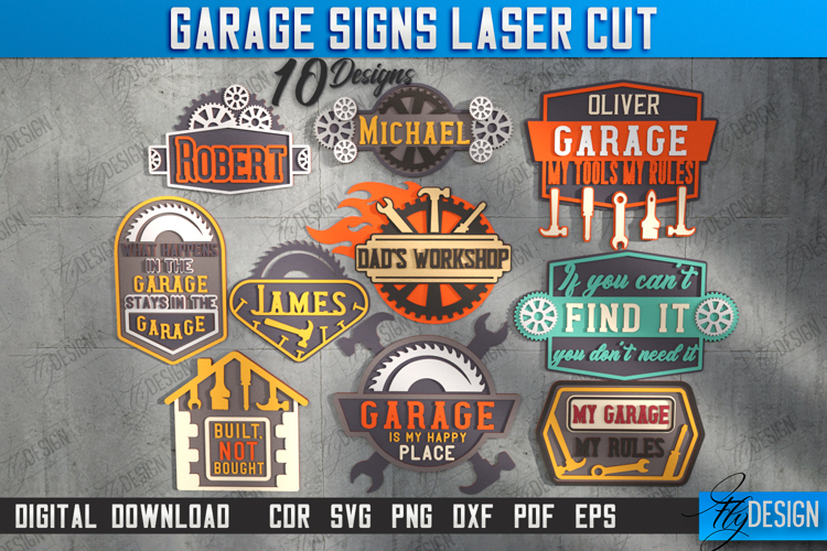 Personalized Garage Signs Laser Cut Bundle, Gifts for Men