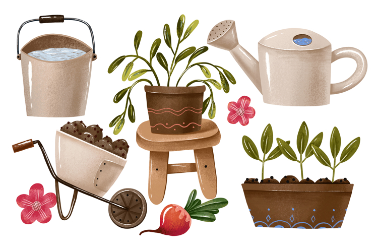 Cozy Garden Harvest Hand Drawn Clipart Collection Bring