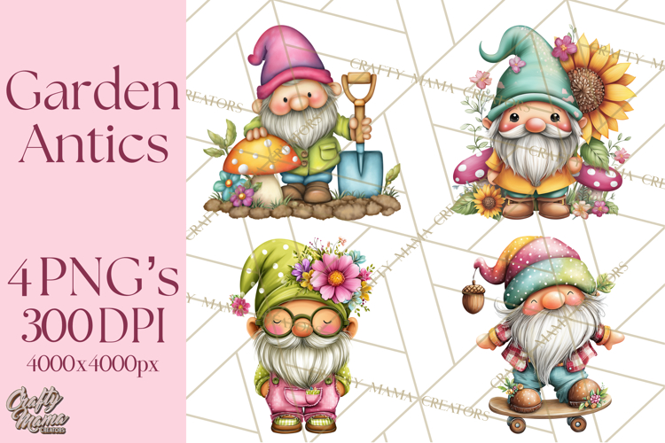 Mischievous Gnome Clipart, Whimsical Garden Clip Art PNG