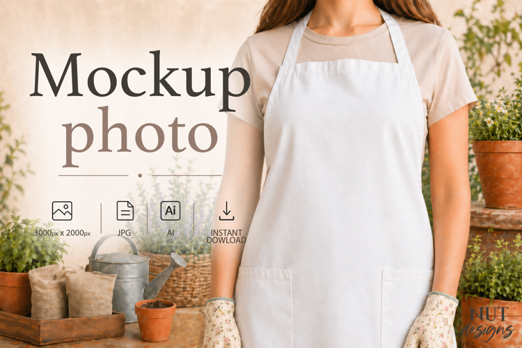 Garden Apron Mockup Woman white apron Gardening smock