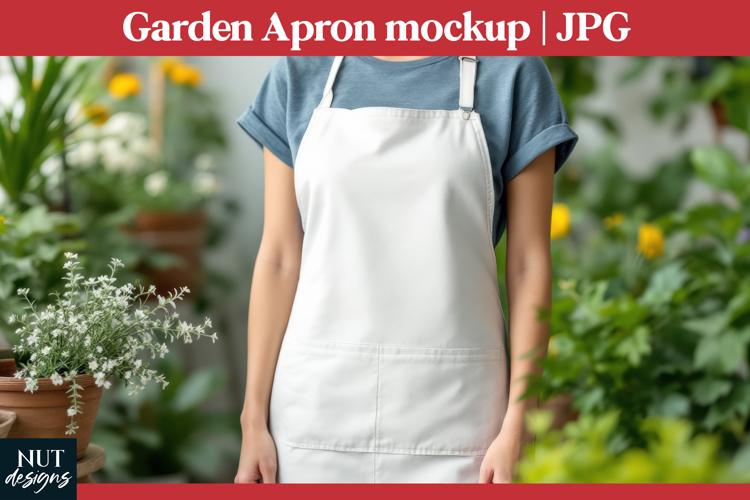 Garden Apron Mockup JPG Woman white apron