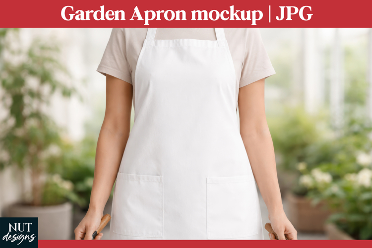 Garden Apron Mockup JPG Woman white apron