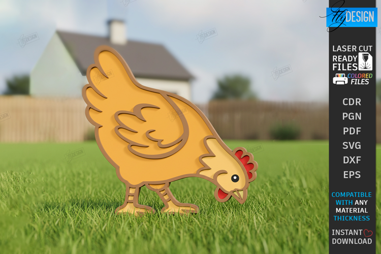 Wooden Garden Stake Laser Cut | Garden Sign | Chicken Laser