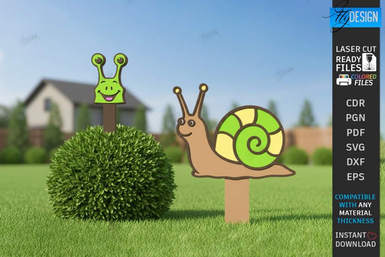 Wooden Garden Stake Laser Cut | Garden Sign | Snails Laser