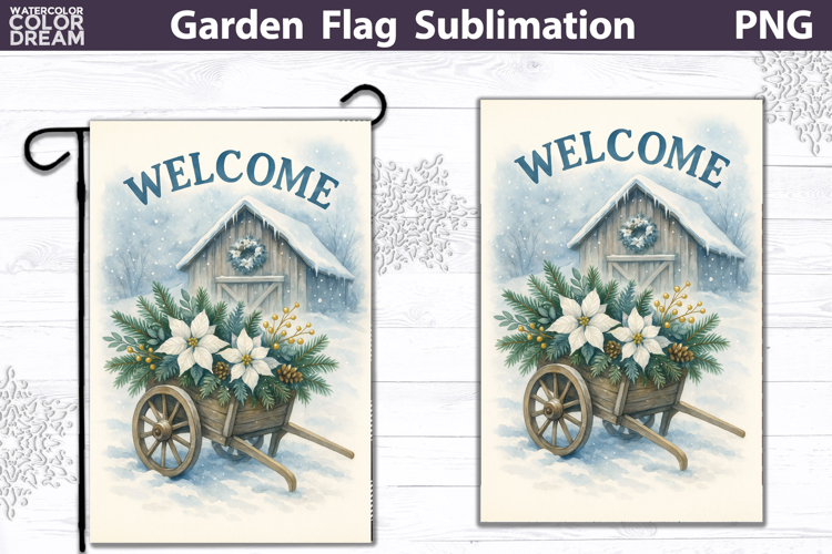 Winter Farm Garden Flag | Farm Christmas Sublimation