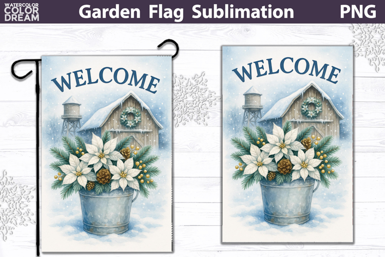 Winter Farm Garden Flag | Christmas Sublimation