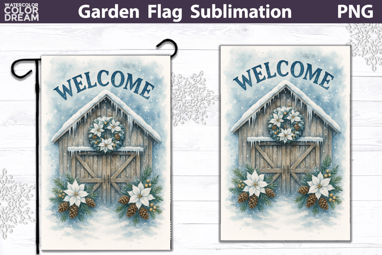 Winter Farm Garden Flag | Christmas Sublimation