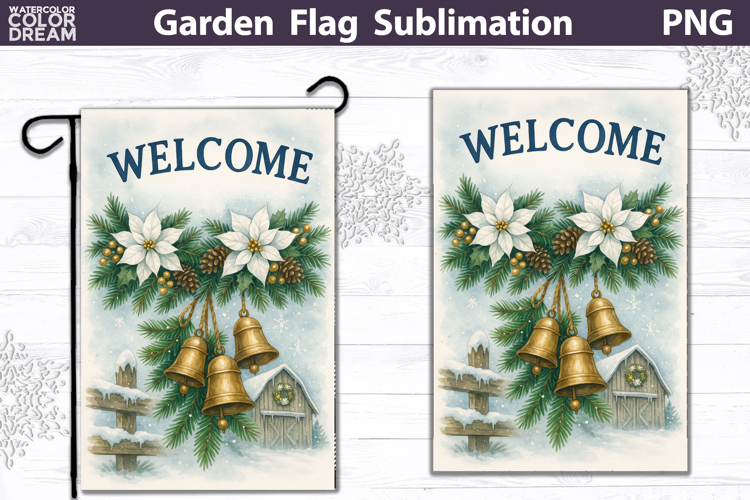 Winter Farm Garden Flag | Farm Christmas Sublimation
