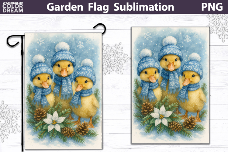 Winter Farm Garden Flag | Duck Christmas Sublimation