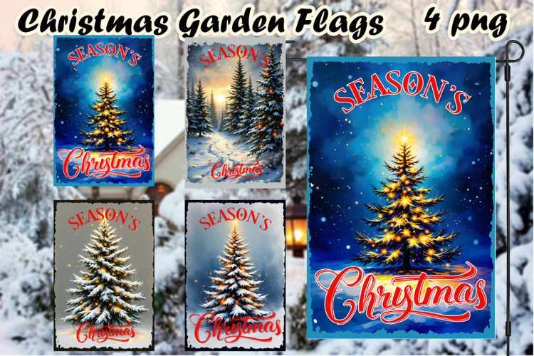 Winter Garden Flag Welcome | christmas tree Garden Flag