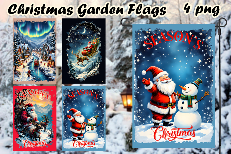 Winter Garden Flag Welcome | Santa claus Garden Flag