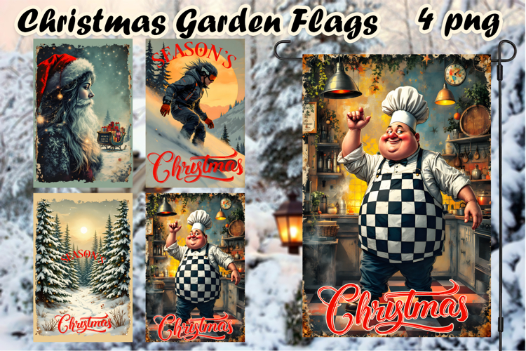 Winter Garden Flag Welcome | Santa claus Garden Flag