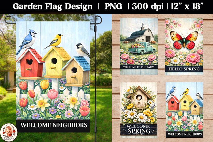 Spring Welcome Birds Garden Flag