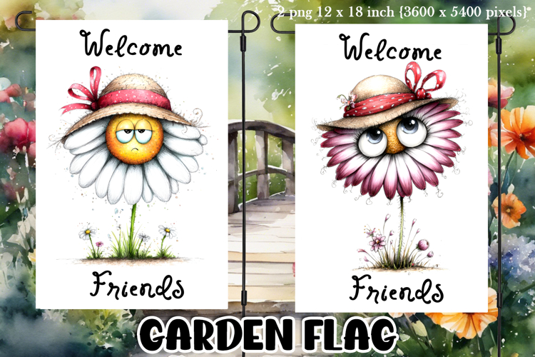 Garden greeting flag, sublimation, summer cheerful flowers