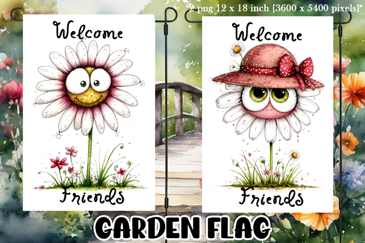 Garden greeting flag, sublimation, summer cheerful flowers