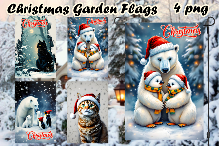 Winter Garden Flag Welcome | Santa claus Garden Flag